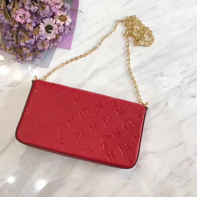 Louis vuitton original monogram empreinte pochette felicie M64065 red