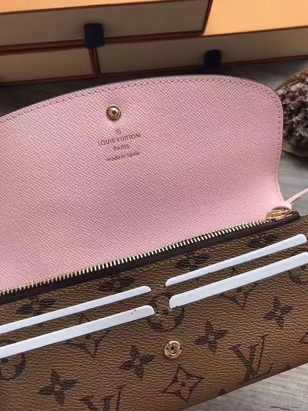 Louis Vuitton monogram reverse emilie wallet m60696 pink