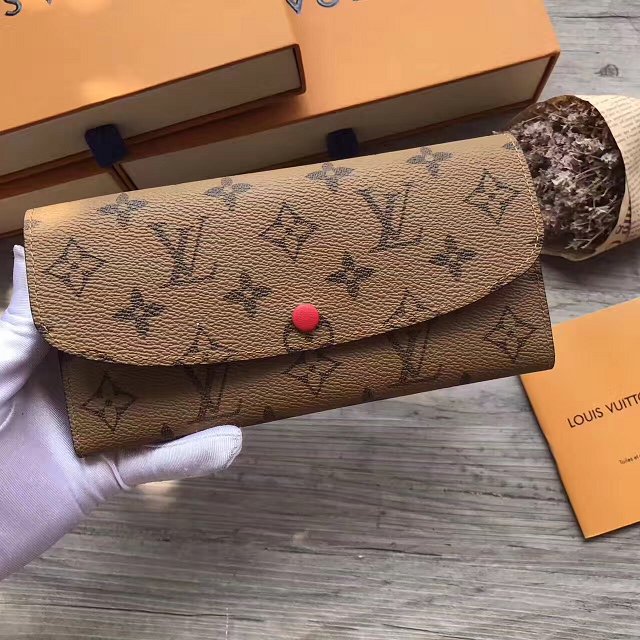 Louis Vuitton monogram reverse emilie wallet m60696 red