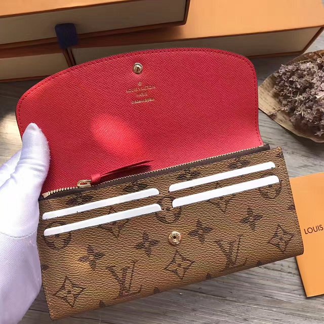 Louis Vuitton monogram reverse emilie wallet m60696 red