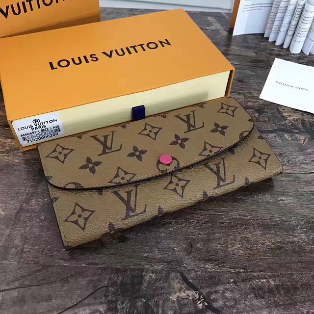 Louis Vuitton monogram reverse emilie wallet m60696 rose red
