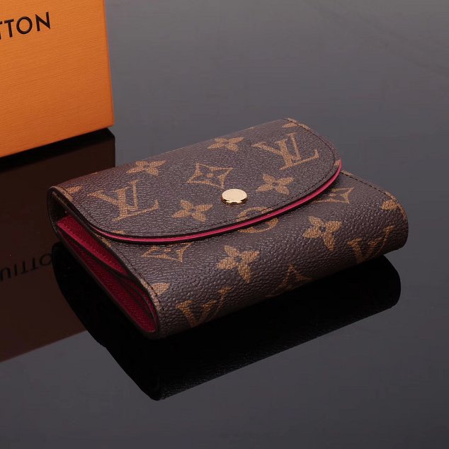 Louis vuitton monogram canvas helene wallet M62036 rose red