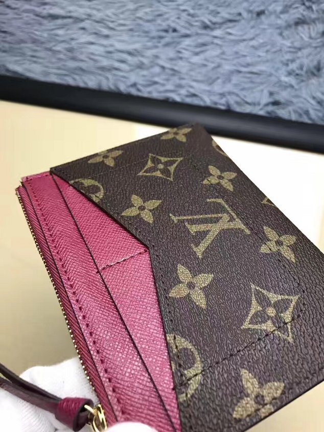 Louis vuitton monogram canvas zipped card holder M62257 burgundy