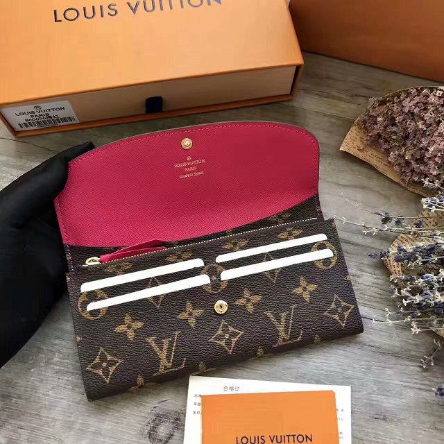 Louis Vuitton monogram canvas emilie wallet m60696 rose red