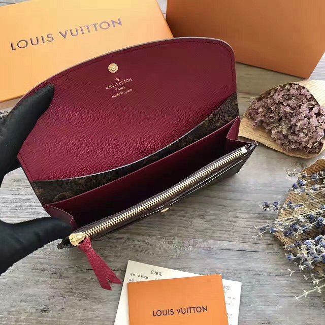 Louis Vuitton monogram canvas emilie wallet m60697 burgundy