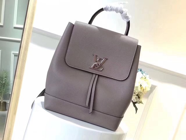 2018 louis vuitton original calfskin lockme backpack M41814 gray