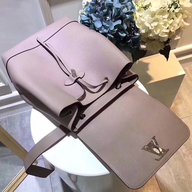 2018 louis vuitton original calfskin lockme backpack M41814 gray