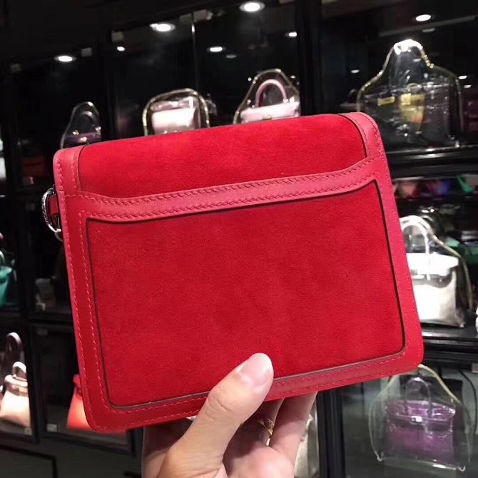Hermes original suede leather roulis bag R0180 red