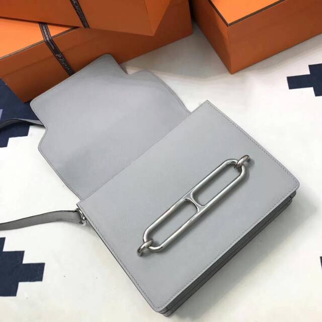 Hermes original swift leather roulis bag R018 light gray