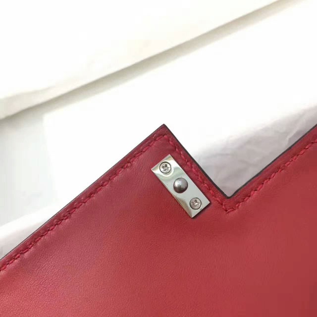 Hermes original epsom leather verrou chaine mini bag V18 red