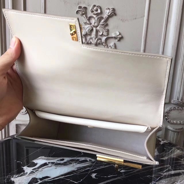 Hermes original epsom leather verrou chaine mini bag V18 white