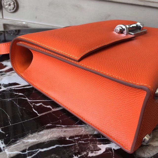 Hermes original epsom leather verrou chaine bag V23 orange