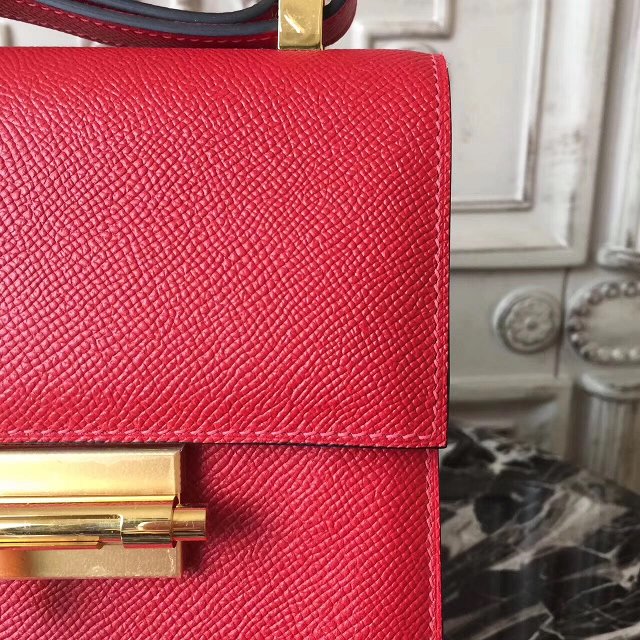 Hermes original epsom leather verrou chaine bag V23 red