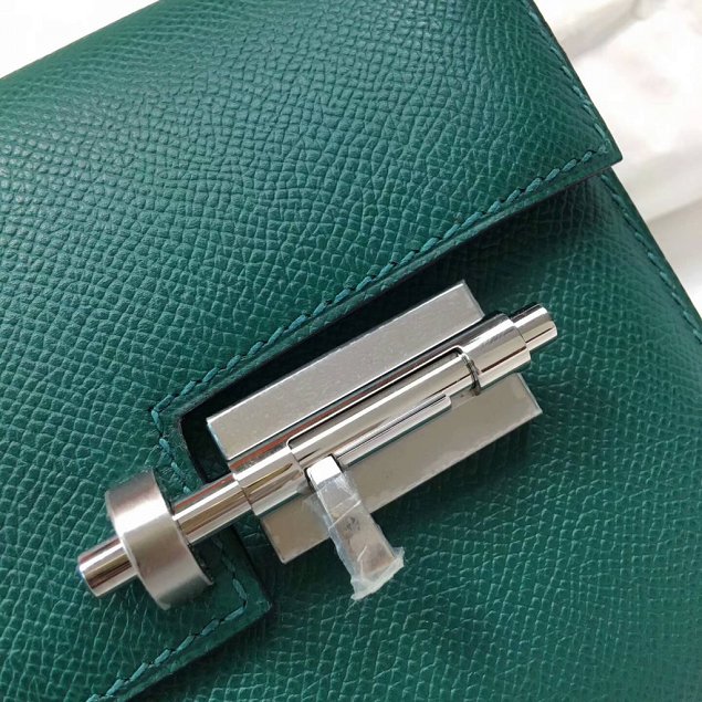 Hermes original epsom leather verrou chaine mini bag V18 vert fonce