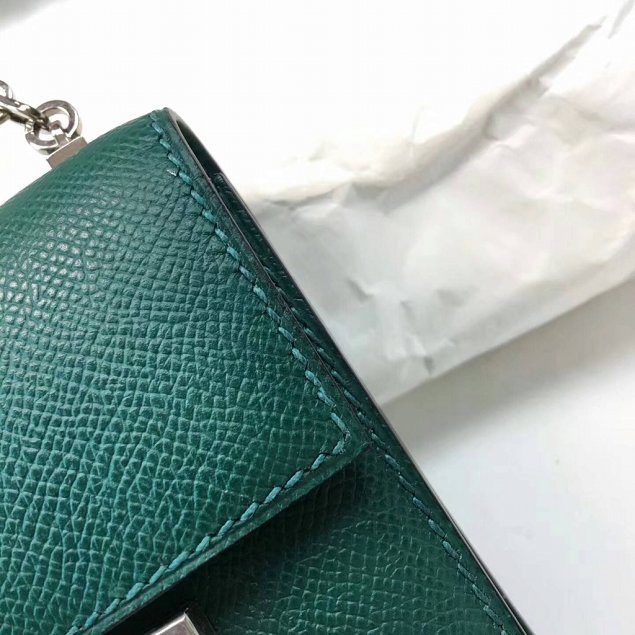 Hermes original epsom leather verrou chaine mini bag V18 vert fonce