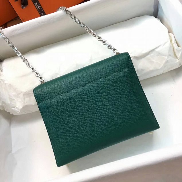 Hermes original epsom leather verrou chaine mini bag V18 vert fonce