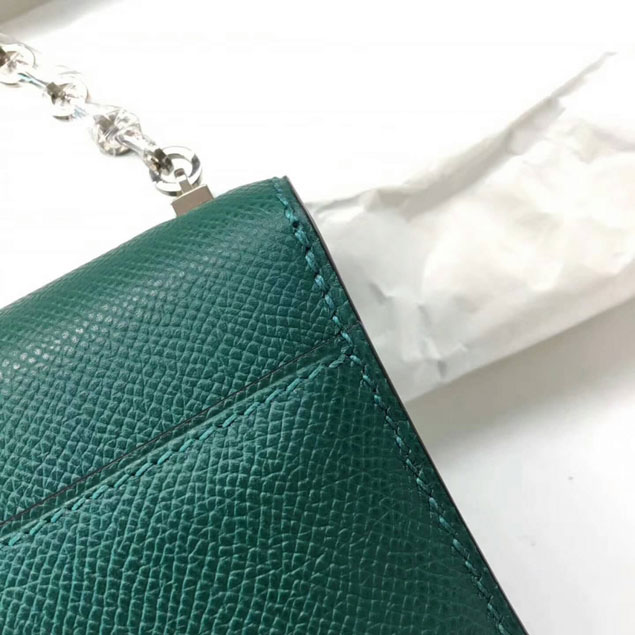 Hermes original epsom leather verrou chaine mini bag V18 vert fonce