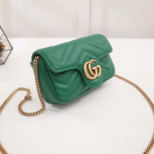 GG original calfskin marmont super mini bag 476433 green