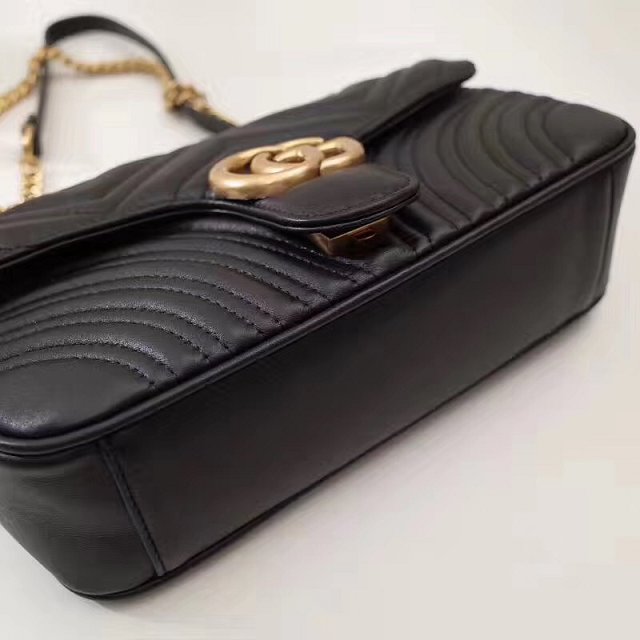 GG original calfskin marmont small shoulder bag 443497 black