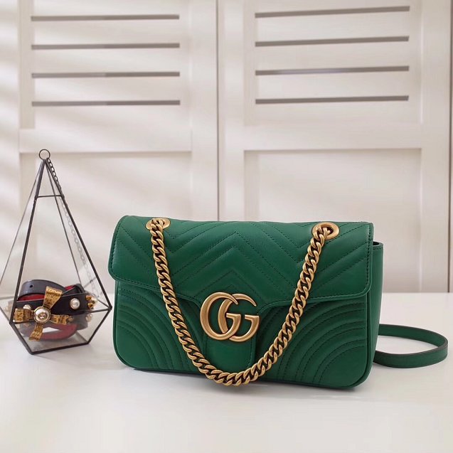 GG original calfskin marmont small shoulder bag 443497 green