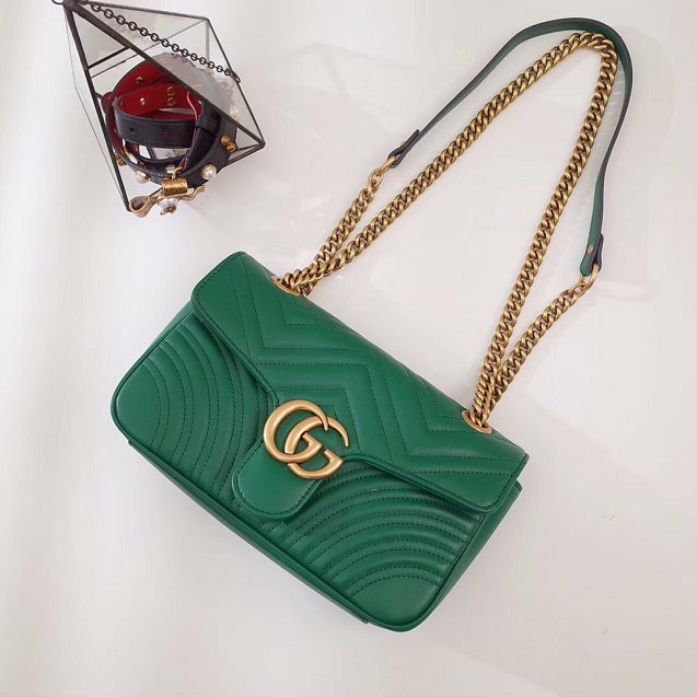 GG original calfskin marmont small shoulder bag 443497 green