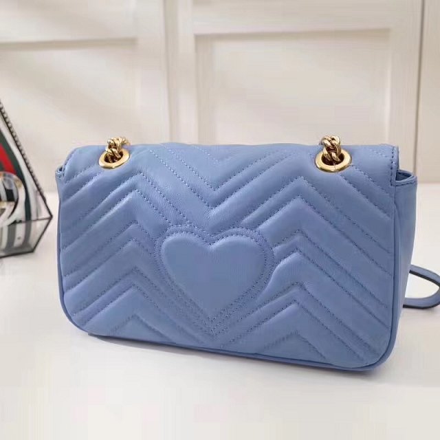 GG original calfskin marmont small shoulder bag 443497 light blue