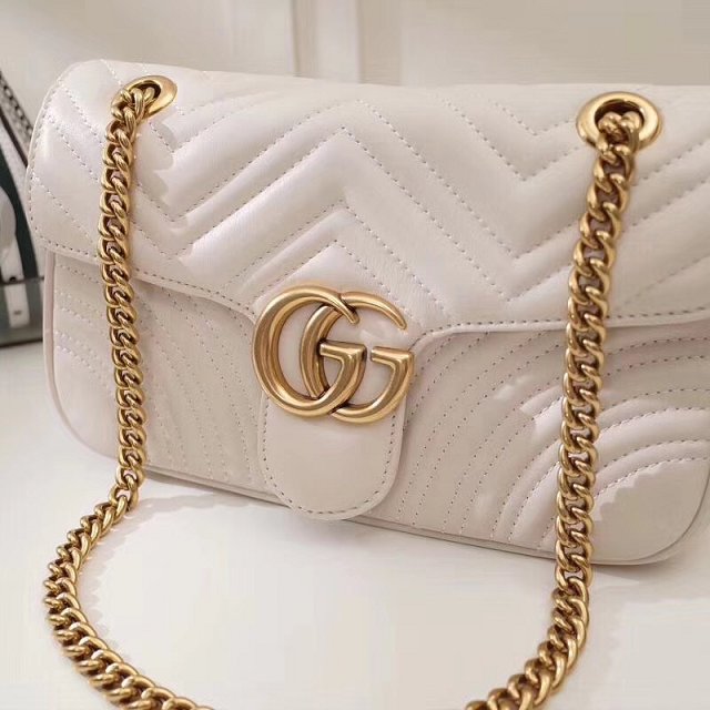 GG original calfskin marmont small shoulder bag 443497 white