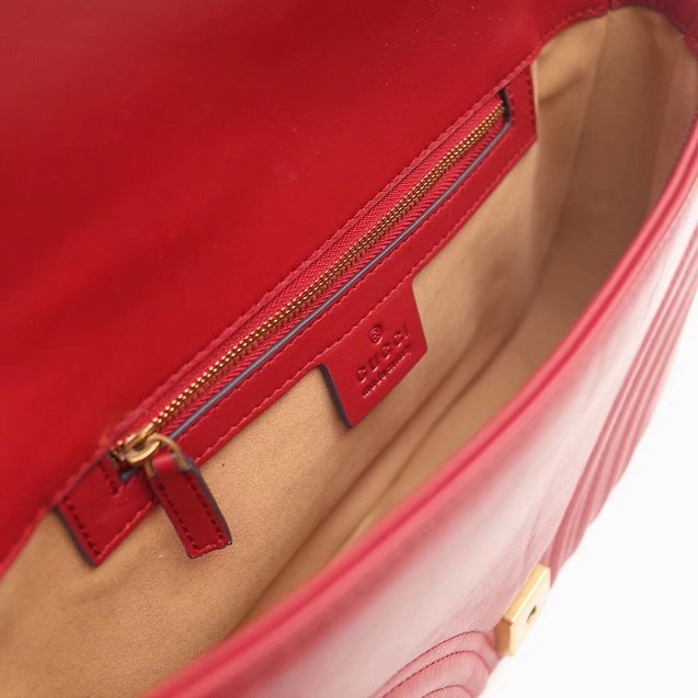 2017 GG Marmont original matelasse leather medium shoulder bag 443496 red