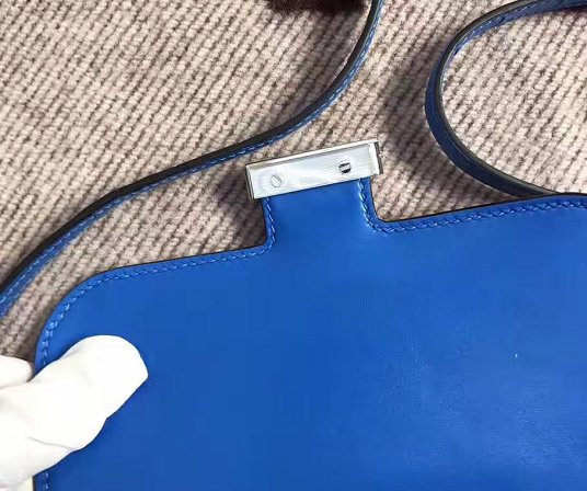 Top hermes 100% genuine crocodile leather constance bag C0023 blue