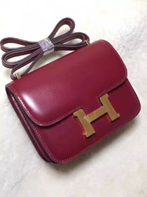 Hermes original box leather constance bag C023 bordeaux