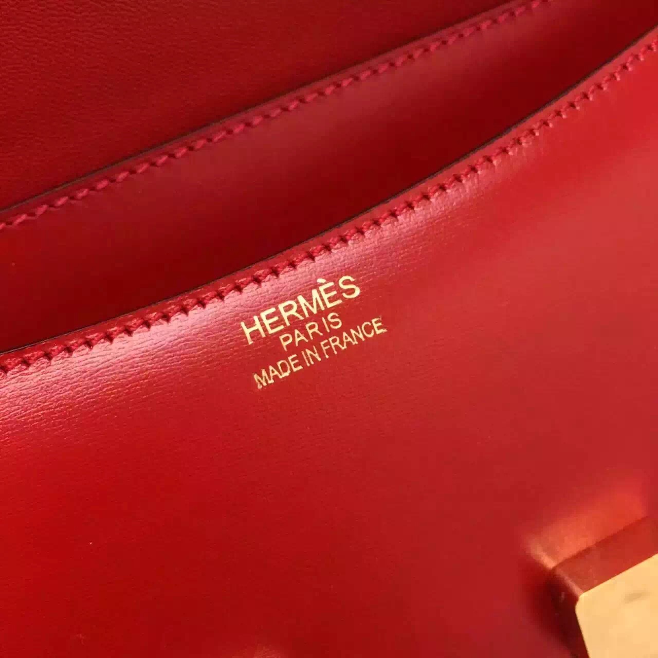 Hermes original box leather constance bag C023 red