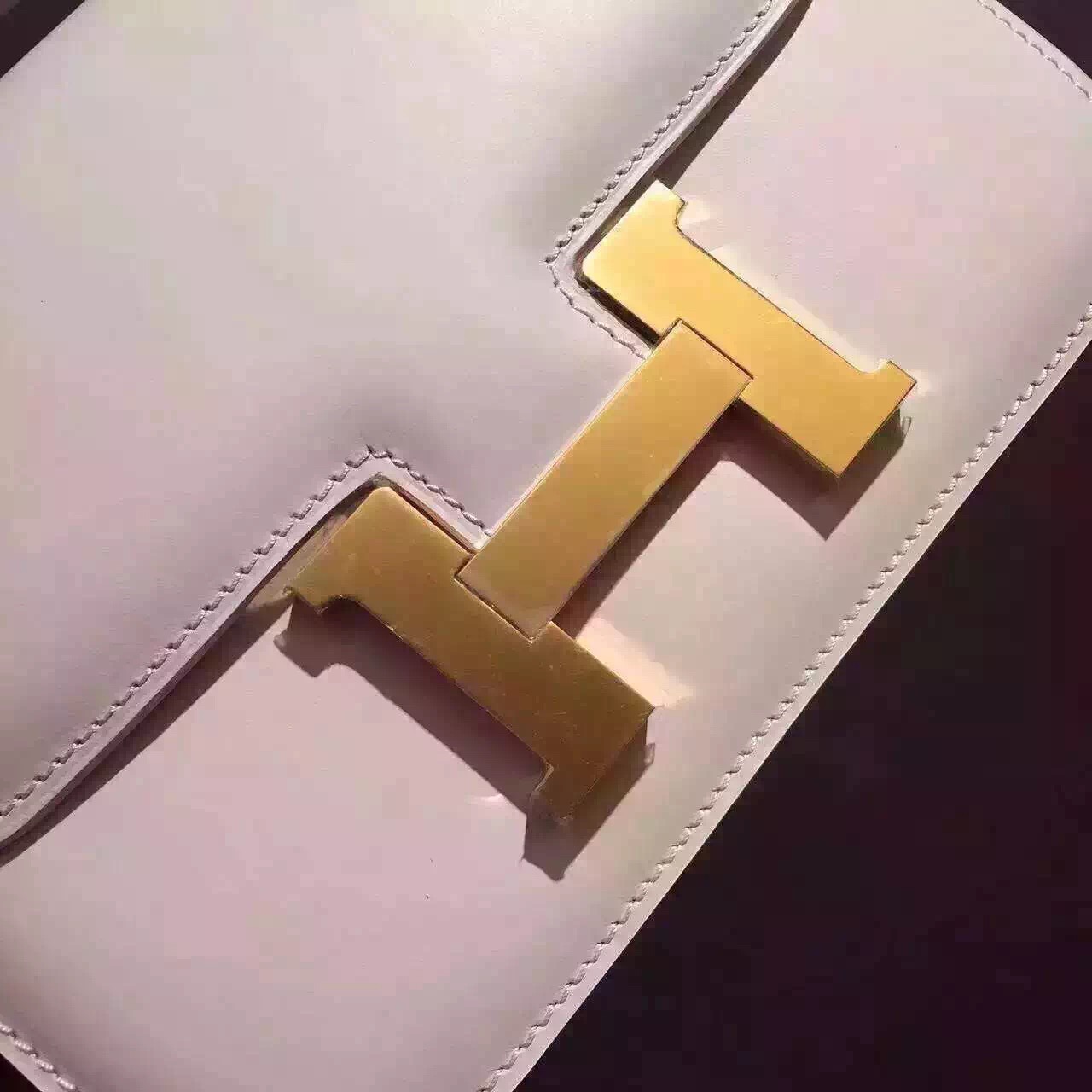 Hermes original box leather constance bag C023 white