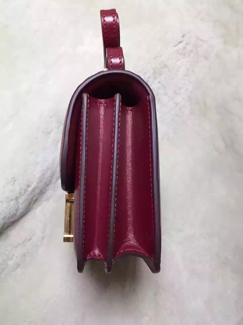 Hermes original box leather small constance bag C019 bordeaux