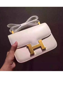 Hermes original box leather small constance bag C019 white