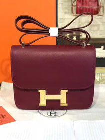 Hermes original epsom leather constance bag C23 burgundy