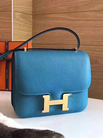 Hermes original epsom leather constance bag C23 lake blue
