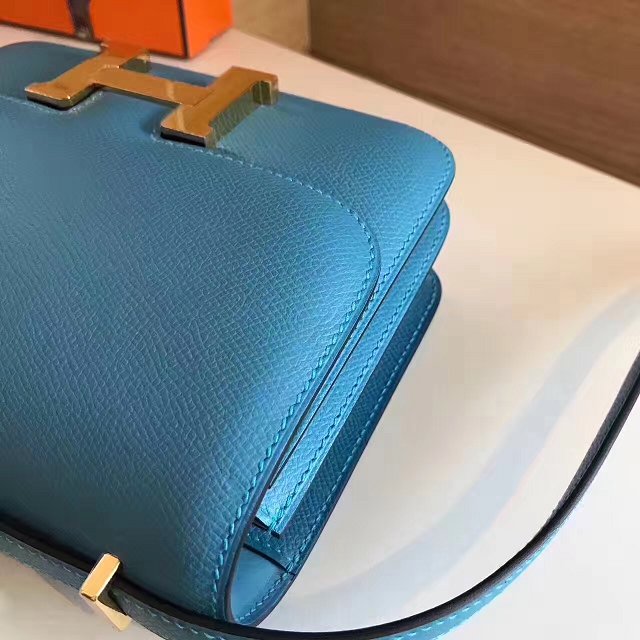 Hermes original epsom leather constance bag C23 lake blue