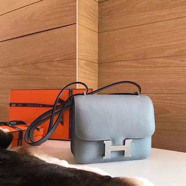 Hermes original epsom leather constance bag C23 light blue