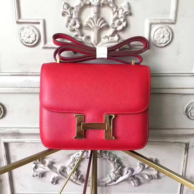 Hermes original epsom leather constance bag C23 red