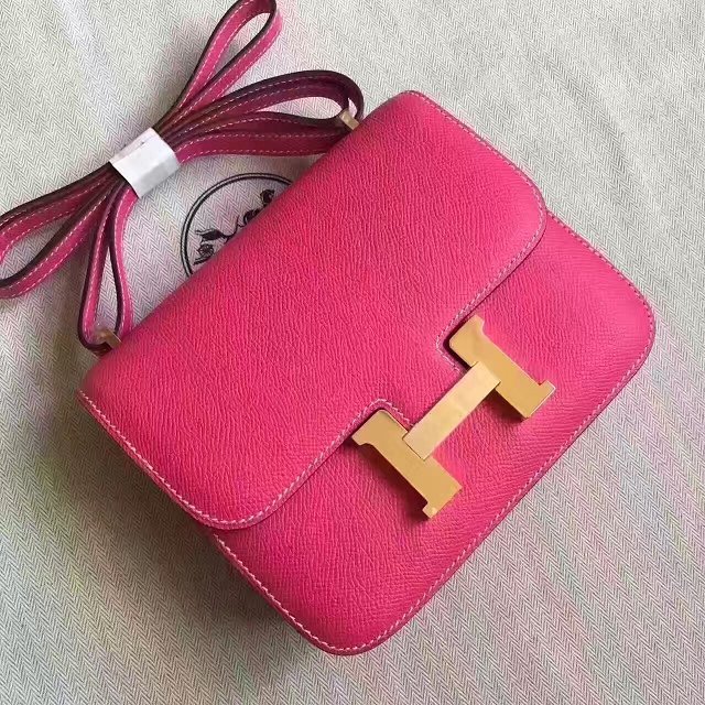 Hermes original epsom leather constance bag C23 rose red