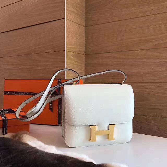 Hermes original epsom leather constance bag C23 white
