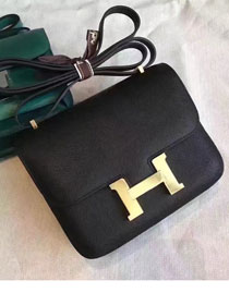 Hermes original epsom leather small constance bag C19 black