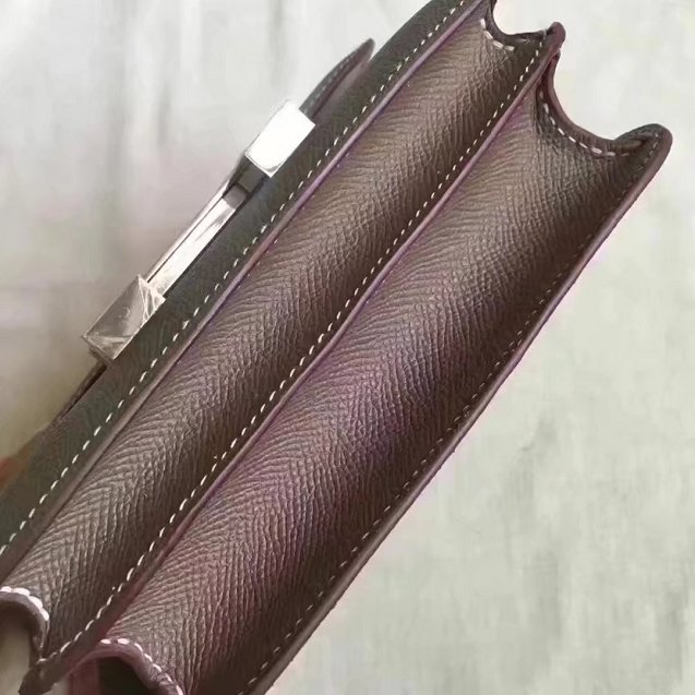 Hermes original epsom leather small constance bag C19 dark gray
