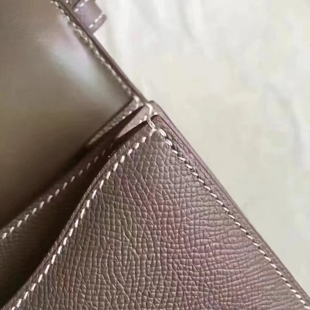 Hermes original epsom leather small constance bag C19 dark gray