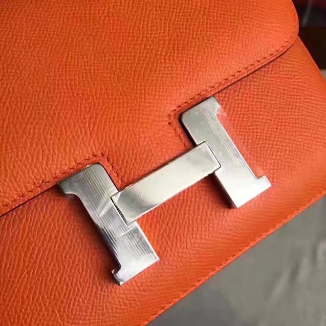 Hermes original epsom leather small constance bag C19 orange