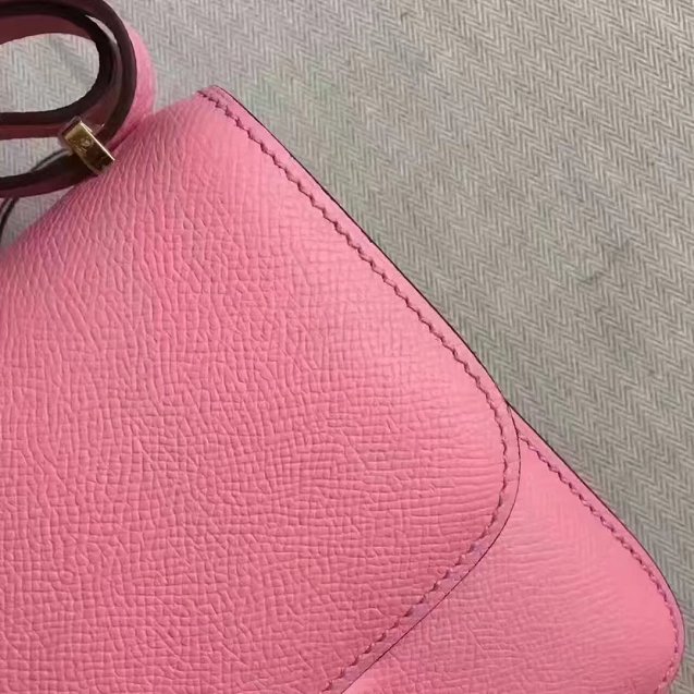 Hermes original epsom leather small constance bag C19 pink