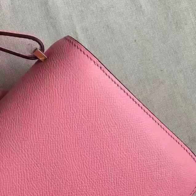 Hermes original epsom leather small constance bag C19 pink