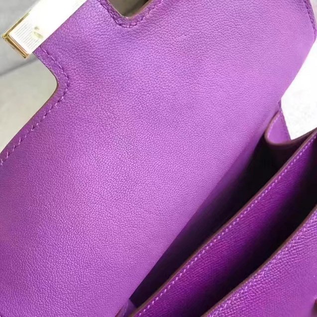 Hermes original epsom leather small constance bag C19 purple