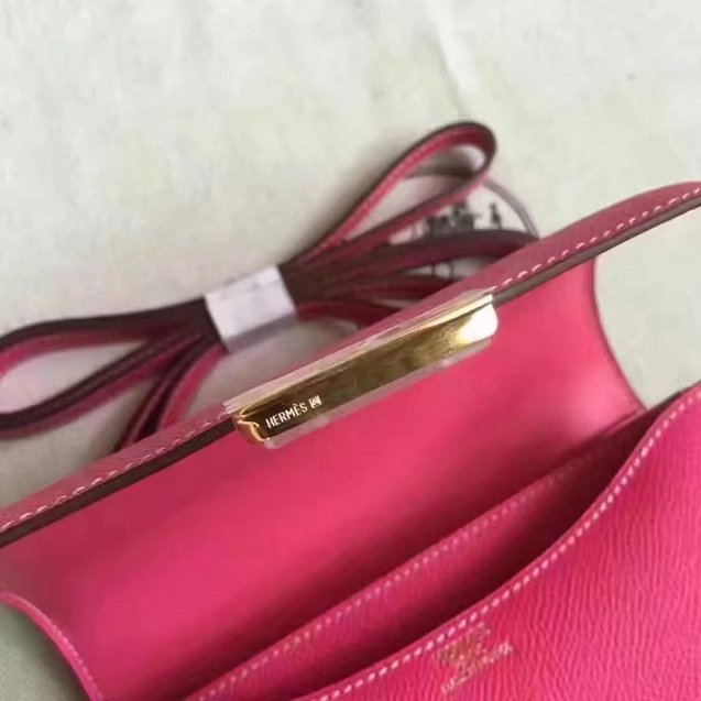 Hermes original epsom leather small constance bag C19 rose red