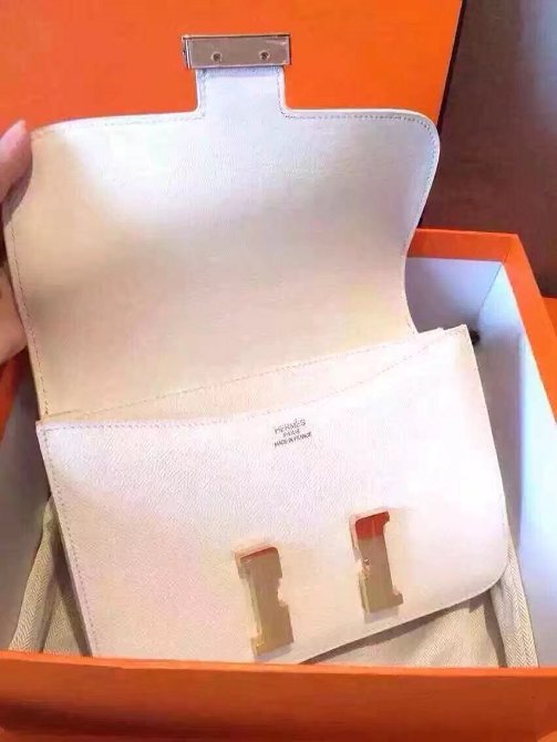 Hermes original epsom leather small constance bag C19 white